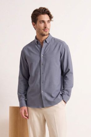Trendyol MAN Heren Grijs Effen Lang Regular fit Overhemden