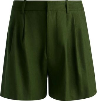 Alice & Olivia Short de lino con pliegues - Shorts - Mujer - Verde - 2XS