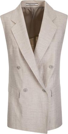 Tagliatore Grey Solid Sleeveless Jacket