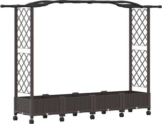 vidaXL Cama Elevada Con Trellis Y Techo Marr&oacute;n 207 X 40 X 129 Cm Pp Vidaxl