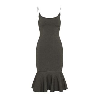 Jacquemus Maille Pina Midi Jurk - Dames - Kleedjes - Grijs - XS - Polyester - Kleedjes