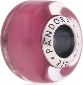 Pandora Sterling Silver Charm With Pink Murano Glass