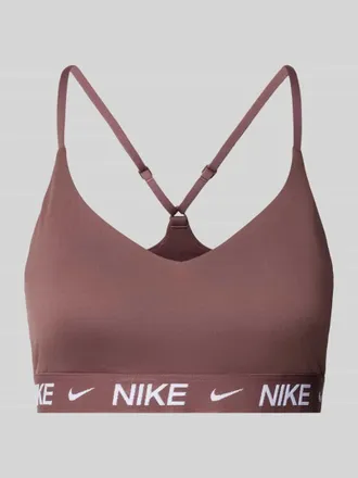 Nike Bustier mit Label-Details und verstellbaren Tr&auml;gern in Taupe, Gr&ouml;&szlig;e XL