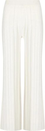 Max Mara Tema Gebreide Broek - Dames - Wijde Broeken - Wit - M - Polyester - Broeken