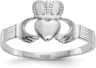 Diamond2Deal 14k White Gold Ladies Claddagh Ring
