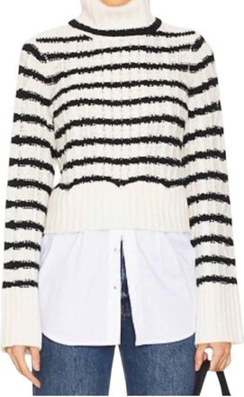 Veronica Beard Iyla Turtleneck Sweater In Ivory Black