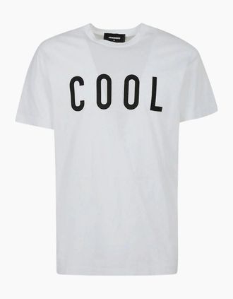 Dsquared2 Mens Dsquared2 Cool Print Logo White T-Shirt - Size: 38