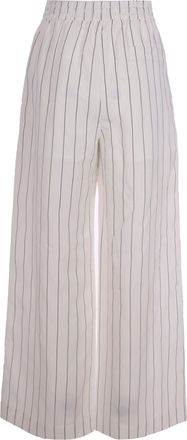 Liu Jo Womens Trousers Lyocell Pinstripe White-Black White Wool-Black Wool/black