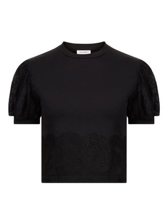 Nina Ricci Top met afwerking van kant en pofmouwen - Zwart