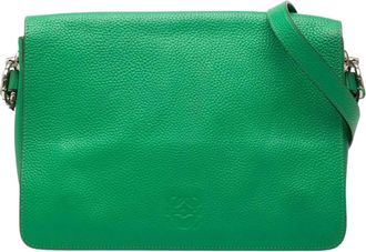 Loewe Pre-owned Grained Leather Satchel - Dames - Vintage Schoudertas - Groen - ONE Size - Leer - Vintage