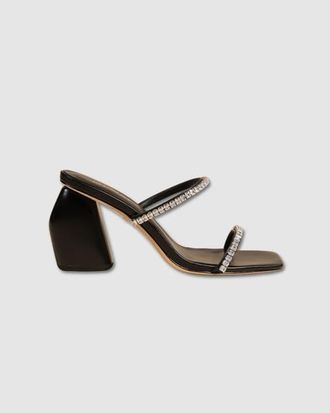 Mi-Mai Tilda Crystal High Mule Sandal in Black at Nordstrom, Size 10