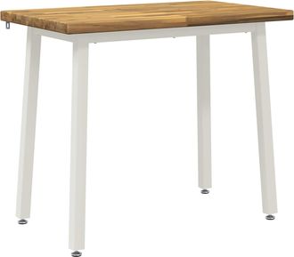 vidaXL 110 X 55 X 75 Cm Madera De Acacia S&oacute;lida Blanco Rectangular Vidaxl