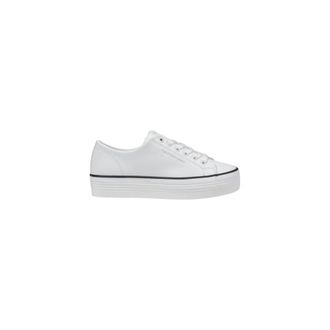 Calvin Klein Jeans Zwarte en Witte Leren Platform Sneakers