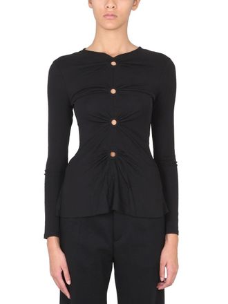 Proenza Schouler V-Neck Matte Crepe Blouse - Black