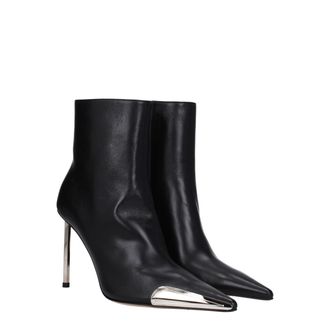 Off-white Womens Black Leather Ankle Boots