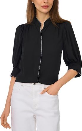CeCe by Cynthia Steffe Pearce Puff Sleeve Top in Rich Black at Nordstrom, Size Xx-Large