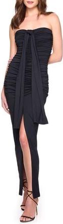 Susana Monaco Ruched Front Slit Strapless Maxi Dress in Black at Nordstrom Rack, Size X-Small
