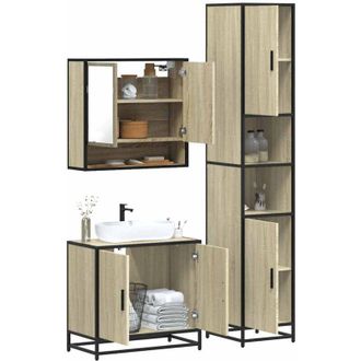 vidaXL Vidaxl - Set De Muebles De Ba&ntilde;o 3 Pzas Madera Contrachapada Roble Sonoma