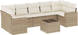 vidaXL Vidaxl - Juego De Sof&aacute;s De Jard&iacute;n Con Cojines Beige 8 Pzas Rat&aacute;n Pe
