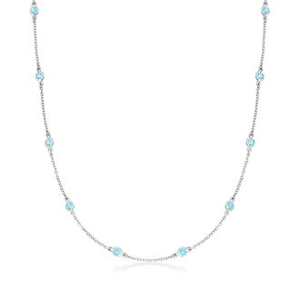 Ross-Simons Bezel-Set Swiss Blue Topaz Station Necklace in Sterling Silver