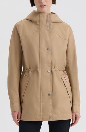 Hunter Adela Water Repellent Cotton Canvas Hooded Jacket in British Tan at Nordstrom, Size X-Small