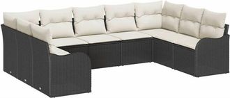 vidaXL Vidaxl - Garden Sofa Set 9 pcs Light grey 55 x 55 x 37 cm Poly rattan