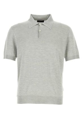Prada Grey Shirt Collar Polo