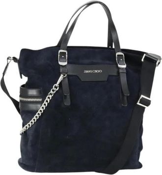 Jimmy Choo London Pre-owned Tote Bags, female, Blue, Size: ONE SIZE Pre-owned Suede Tote Bag