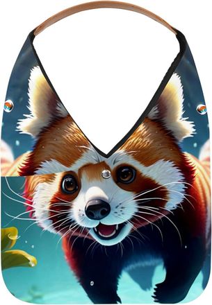 Generic Lovely Raccoon Swims Underwater Reusable Lightweight Grocery Bags - Foldable Into Compact Pouch, Washable & Sturdy, Multipurpose for Shopping and Trav