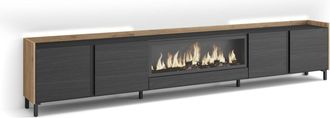 Skraut Home Skraut Home - Mueble Tv, Televisi&oacute;n, Muebles De Sal&oacute;n, Almacenaje, 315x35x61cm, Para Tv Hasta 80, Chimenea El&eacute;ctrica Xxl, Dise&ntilde;o Industrial, Led, Esti