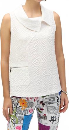 Joseph Ribkoff Textured Sleeveless Top In White