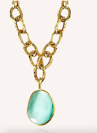 Debbie Katz Womens Aria Cat Eye Stone Necklace In Ocean