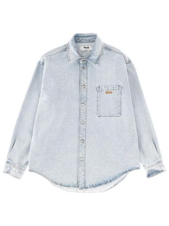 Msgm Light Blue Logo Shirt