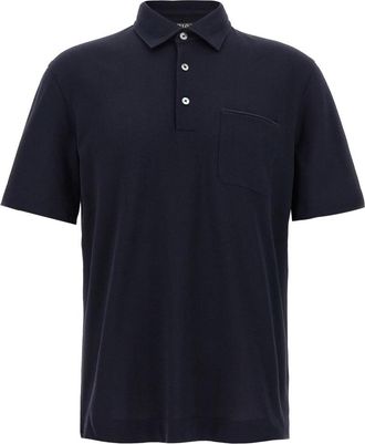 Ermenegildo Zegna Piqu&eacute; Polo Shirt - Heren - Polos - Blauw - L - Katoen - Tops