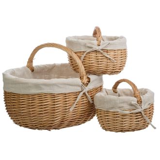 Wanderlust Deco Wanderlust Deco - Set 3 Cestas De Mimbre Marr&oacute;n Forradas