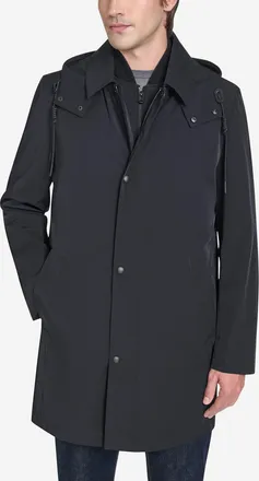 Cole Haan Mens 3 In 1 Hooded Mac Coat - Black Size Medium Water-Resistant