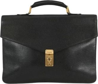 Chanel Pre-owned Caviar Leather Briefcase - Dames - Vintage Handtas - Zwart - ONE Size - Vintage