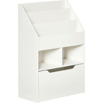 HOMCOM Homcom - Estanter&iacute;a Infantil Con 3 Compartimentos 2 Cubos Y Caj&oacute;n M&oacute;vil Con 4 Ruedas Librer&iacute;a Infantil Para Habitaci&oacute;n De Ni&ntilde;o 60x29,9x90 Cm Verde