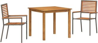 vidaXL Garden Dining Set 3 pcs Black Poly rattan Vidaxl