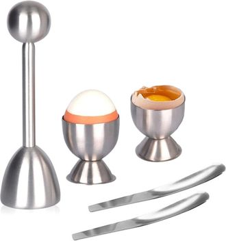 OEM 5-delige Rvs Eiertrimmer Set, Eieropener, Separator Voor Gekookte Eieren, Met Eierhouders Y Platte Eierlepels