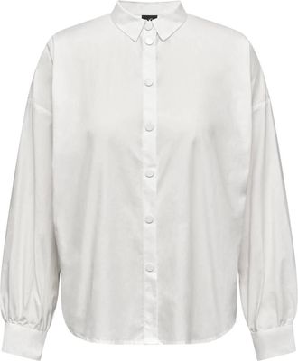 N&Uuml; Denmark Womens Scalloped Edge Lace Back Button Down Shirt In White