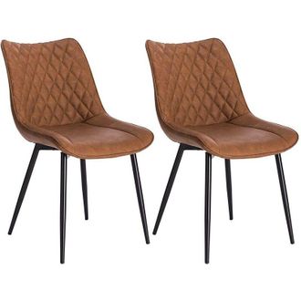 Woltu Set 2 Sedie da Pranzo senza Braccioli in Legno e Ecopelle Vari Colori Marrone Chiaro - Woltu