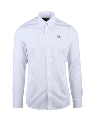 La Martina White Cotton-Blend Stretch Shirt