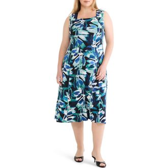 Nic+Zoe Giverney Blanche Knit Midi Dress in Green Multi at Nordstrom, Size 3 X