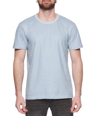 Eleven Paris Elevenparis Mens Crackle Cotton T-Shirt Blue Size X-Large
