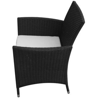 Berkfield Home 5 Piece Outdoor Dining Set with Cushions Poly Rattan Black