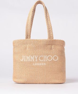 Jimmy Choo London Borsa Beach Tote East-West Jimmy Choo in rafia con logo ricamato