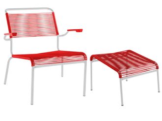 Schubiger M&ouml;bel Spaghetti-Lounger + Hocker S&auml;ntis mit Armlehnen