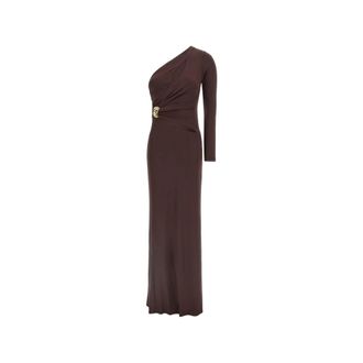 Elisabetta Franchi Gowns, female, Brown, Size: XS Red Carpet Stretch Viscose Long Dress