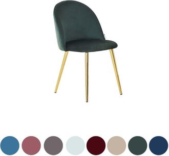 Life Interiors Life Interiors - Single Lucia Velvet Dining Chair - Upholstered Curved Back Modern Dining Chair w/ Wooden Legs - Green